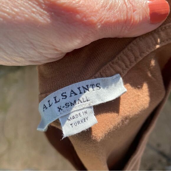 Allsaints Womens Conker Brown Santo Graphic-print Cotton-jersey T-Shirt size XS - Picture 4 of 5